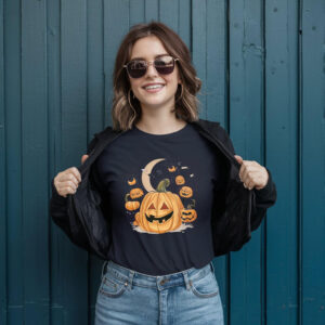 Cô gái mặc áo Halloween thiết kế riêng theo yêu cầu 1 cái. In Áo Theo Yêu Cầu 1 Cái
